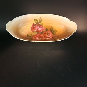 Vintage Porcelain Celery serving platter Hand painted Roses